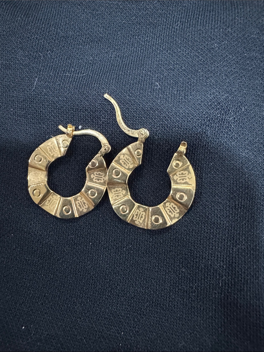Gold Tone Textured Hoop Earrings - Women's Jewelry 925 tarnish free